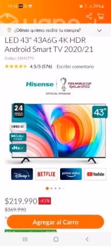 Vendo televisor hisense 43 Android