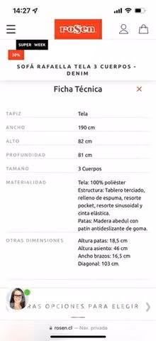 Sofá rafaella tela 3 cuerpos rosen
