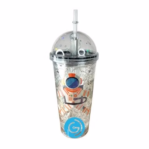 Vaso Transparente Con Luz Estrellas Astronauta GD - Imagen 2