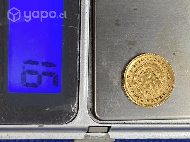Antigua moneda Oro Peru 1/5 Libra 1907 21 kilates - Imagen 6