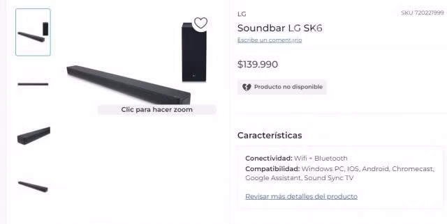 Barra sonido lg sk6 dts hdmi