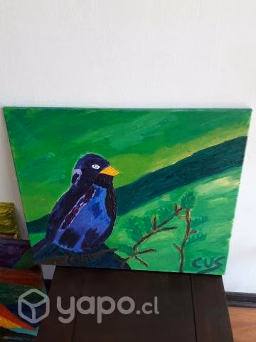 Cuadro pato morado y azul
