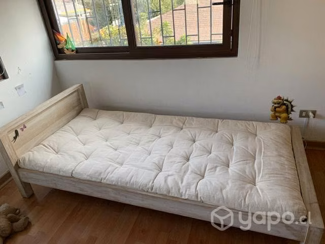 Cama baja madera 1 plaza,