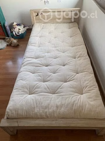 Cama baja madera 1 plaza,