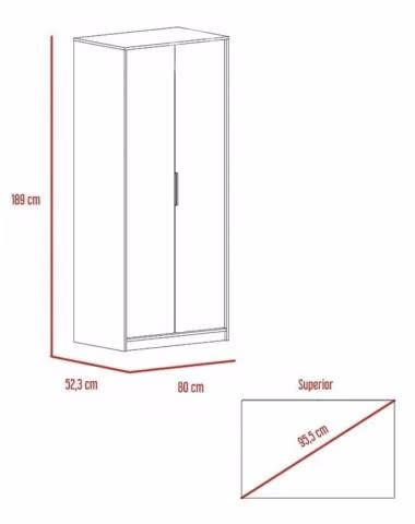 Closet kaia 2 puertas miel blanco - Imagen 2