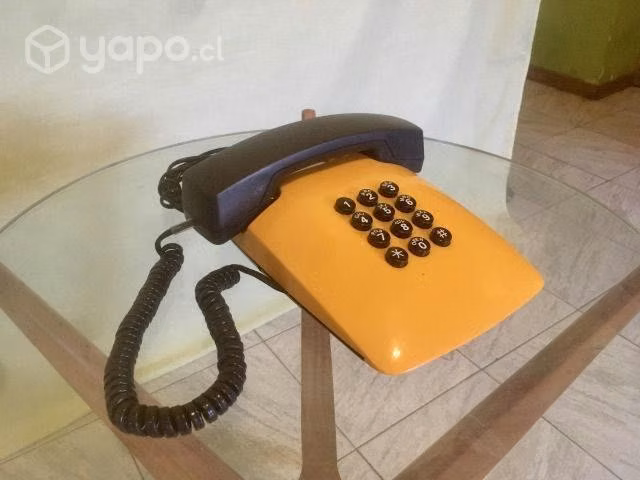 Teléfono Antiguo Botones Amarillo 70s Retro