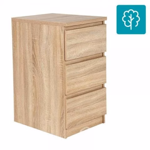 Velador 3 Cajones 40x50x70 Oak Tvilum