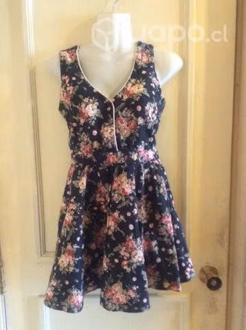 Vestido corto abotonado floreado Small