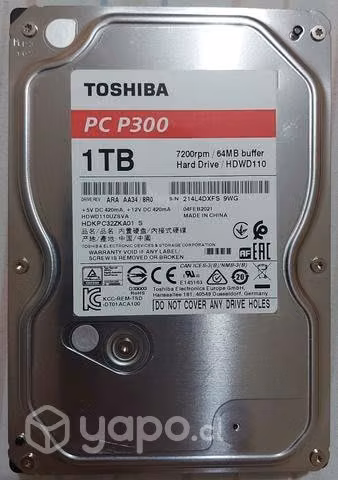 Disco duro: Tamaño: 3.5"; Marca: Toshiba