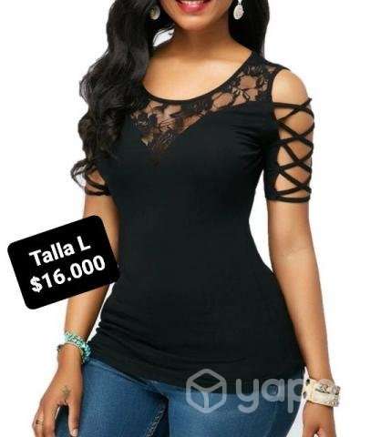 Hermosas poleras L y XL, con encaje. - Imagen 2