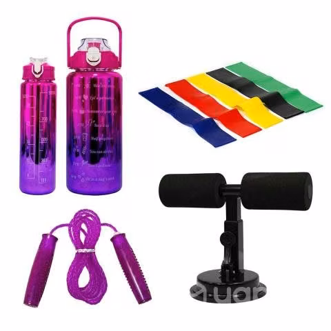 Combo de ejercicio botella+set de 5 banda+ventosa+