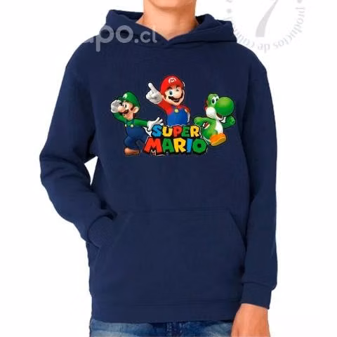 Poleron canguro Mario Bross Azul Marino