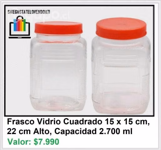 Frasco de Vidrio Grueso de 2700 ml con tapa - Imagen 3