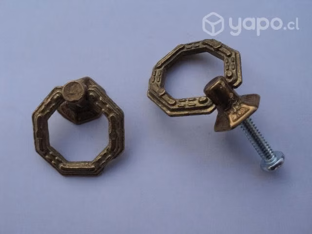 Jgo. 6 Tiradores Pequeños De Bronce - Imagen 2