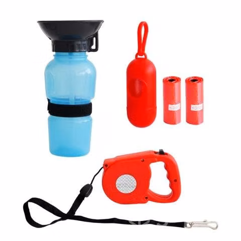 Combo mascota Correa retráctil extensible + vaso
