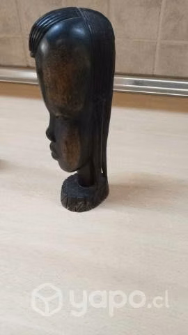 Vintage Tallado de madera de ébano Figura Mujer Af - Imagen 2