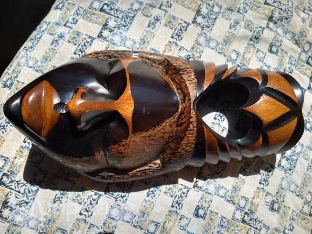 Antigua máscara de madera muy fina ,deco,vintage - Imagen 5