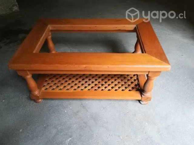 Mesa Centro Pino Americano, cubierta de vidrio. - Imagen 2