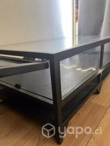 Mesa De Centro Negra, Vidrio/hierro 67x120x46cm