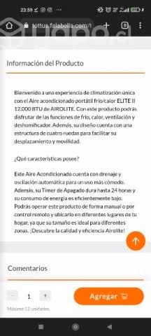 Aire acondicionado portátil frío/calor AIROLITE 12