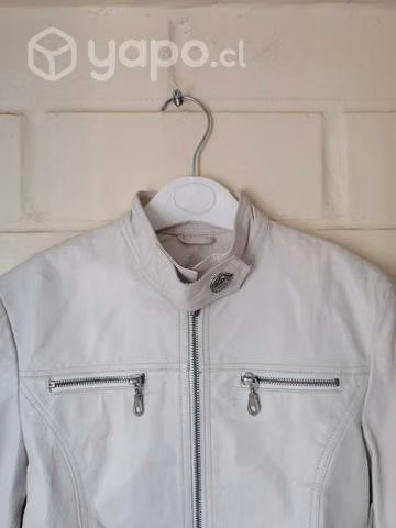 Chaqueta de cuero blanco original talla S