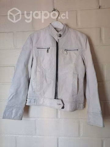 Chaqueta de cuero blanco original talla S