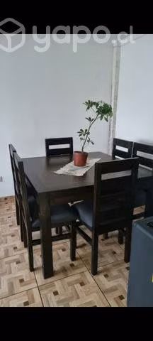 comedor 120x120cms madera, seis sillas