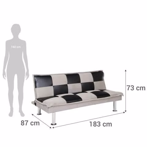 Futón 183x87x73 cm gris negro - Imagen 5