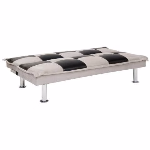 Futón 183x87x73 cm gris negro - Imagen 4