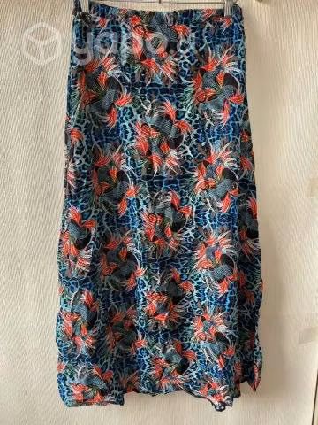 Falda larga azul/rosa Talla S