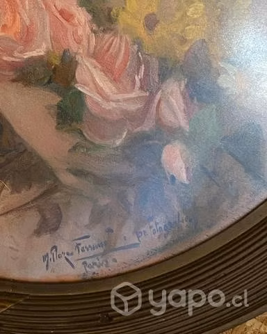 Antiguo gran cuadro Plaza Ferrand pintura chilena - Imagen 4