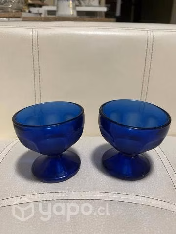 Copas de Cristal Azul Antiguas Marca KIC Indonesia - Imagen 2