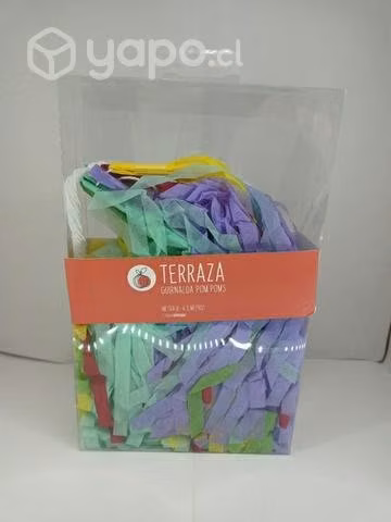 Terraza Guirnalda Pom poms Casa Ideas