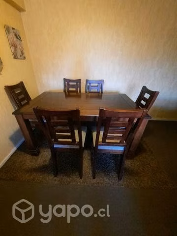 Comedor con mesa de madera + 6 sillas