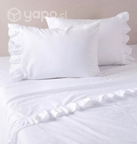 Sábanas King 200 Hilos Blanco Volants Fabrics