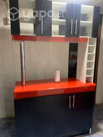 Mueble para cocina americana rojo