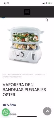 Vaporera oster dos niveles nueva