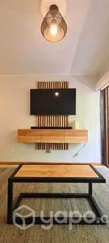 Rack mueble TV flotante con panel madera Lenga - Imagen 2