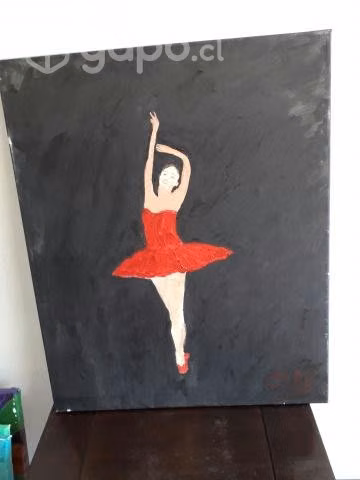 Pintura bailarina vestido rojo
