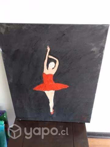 Pintura bailarina vestido rojo - Imagen 2