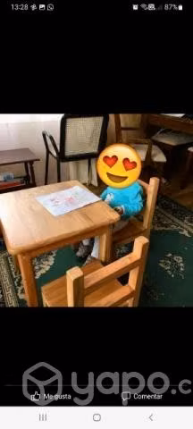 Conjunto de mesitas de madera 2 sillas