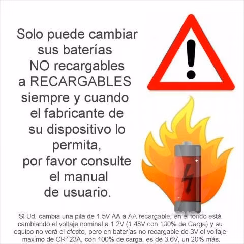 Pack 4 Batería Recargable CR123A. (Sin Cargador)
