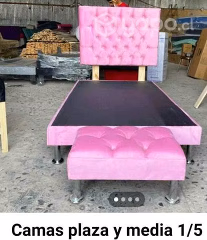 Cama plaza y media rosada con sillón $ 55000