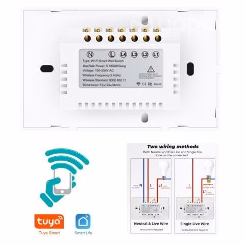 Interruptor Wifi Csmart 2 Canales-Touch Sin Neutro