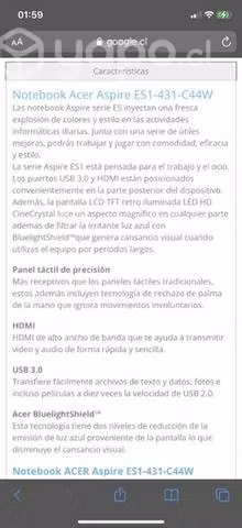 Notebook Acer Aspire ES1-431-C44W
