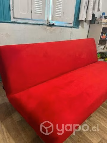 Lindo futon cama felpa rojo impecable 1,80 mt