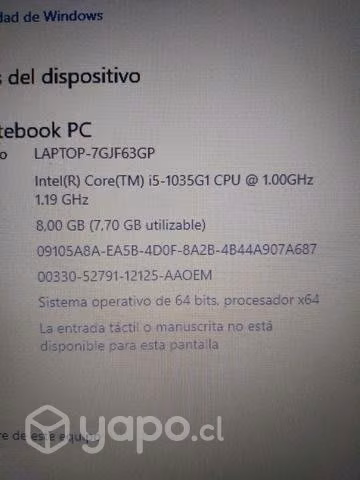 Notebook HP/ i5 10Th Gen / 8GB RAM/ 256GB SSD - Imagen 2