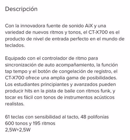 Teclado CASIO CT-700 - Imagen 4