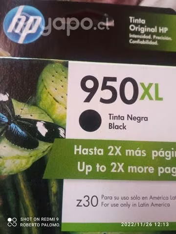 Tinta hp 950xl black original de alta