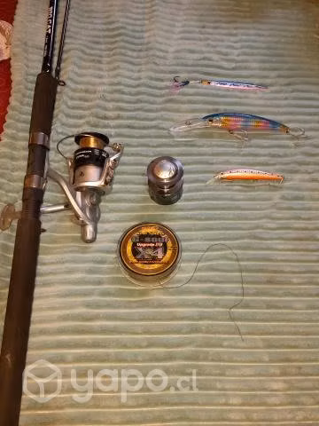 combo caña botera para mar y articulos